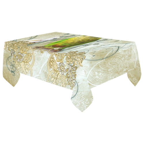 Sweet parrot with floral elements Cotton Linen Tablecloth 60"x 104"