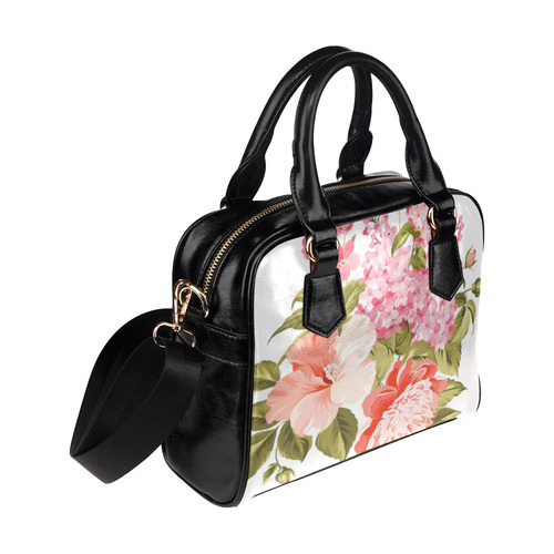 Beautiful Pink Floral Hibiscus Flowers Shoulder Handbag (Model 1634)