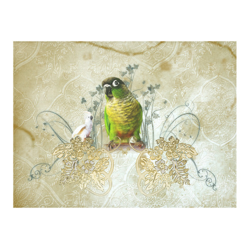 Sweet parrot with floral elements Cotton Linen Tablecloth 52"x 70"