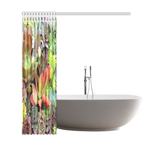 Red Green Blue Floral Succulents Shower Curtain 69"x72"