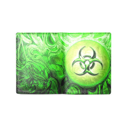 Biohazzard Green Symbol Toxic Poison Industrial Men's Leather Wallet (Model 1612)