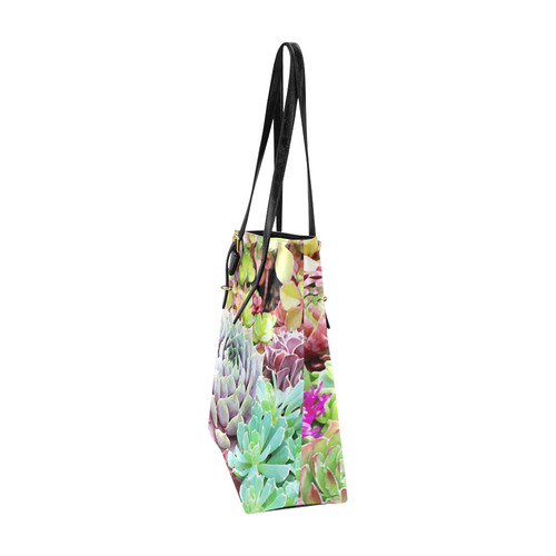 Green Pink Red  Floral Succulents Euramerican Tote Bag/Small (Model 1655)