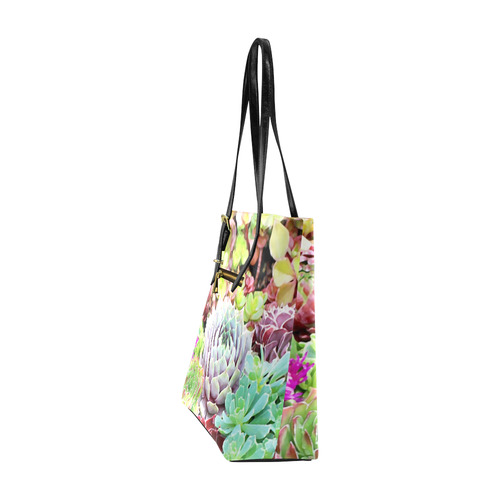 Green Pink Red  Floral Succulents Euramerican Tote Bag/Small (Model 1655)