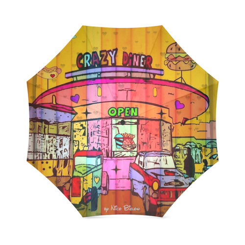 Crazy Diner by Nico Bielow Foldable Umbrella (Model U01)