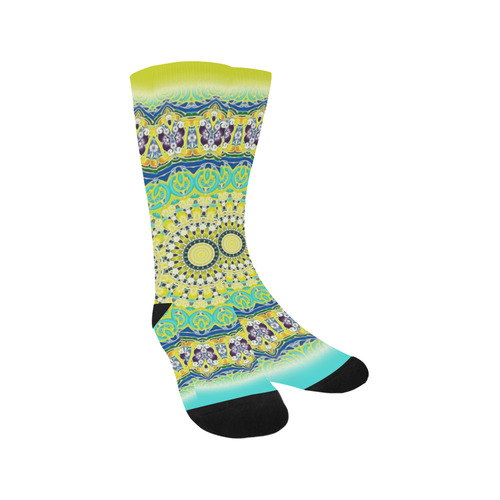 Power Mandala - Blue Green Yellow Lilac Trouser Socks