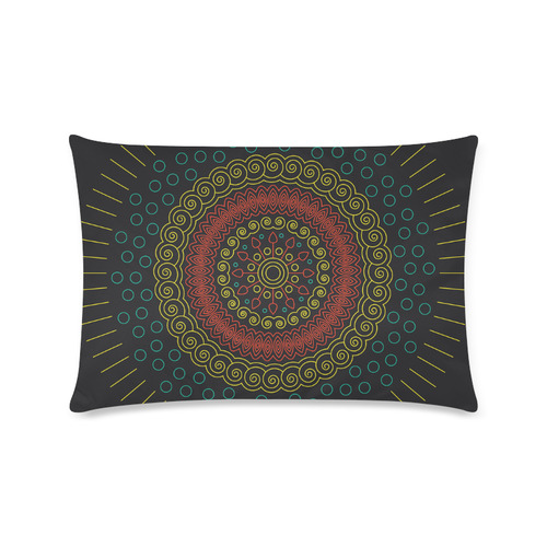 yellow with red mandala circular Custom Rectangle Pillow Case 16"x24" (one side)
