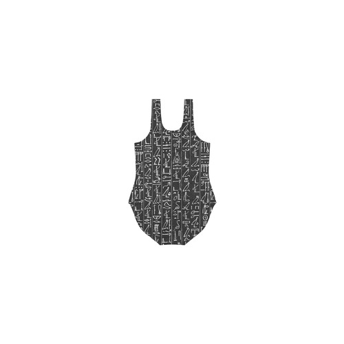 Egyptian Hieroglyphics Goth Vest One Piece Swimsuit (Model S04)