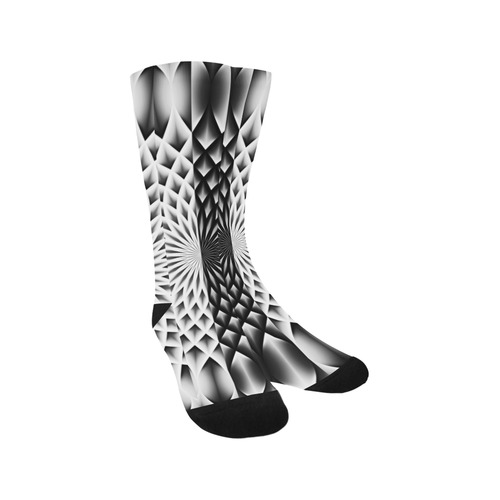 Lotus Flower Mandala Black Grey White Trouser Socks