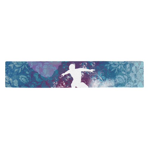 Sport, surfboarder with splash Table Runner 14x72 inch