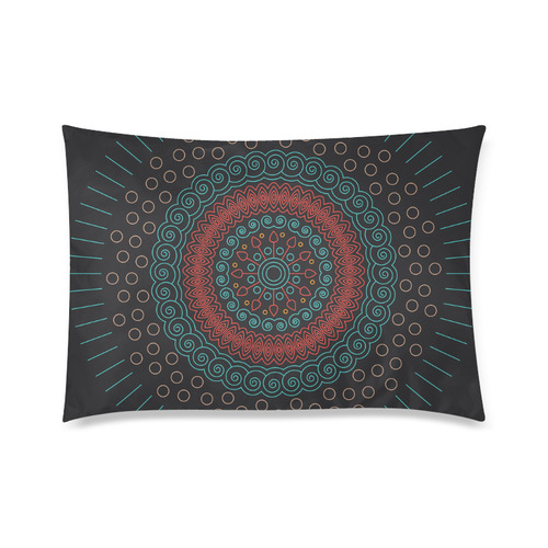 red with green mandala circular Custom Zippered Pillow Case 20"x30"(Twin Sides)
