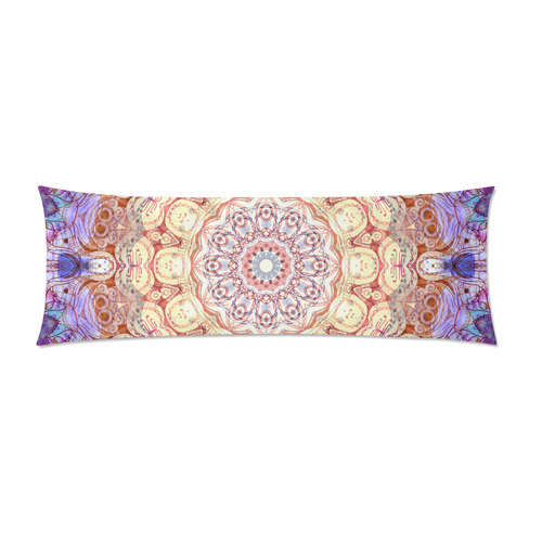 Watercolor Mandala Grunge - Magenta Blue Yellow Custom Zippered Pillow Case 21"x60"(Two Sides)