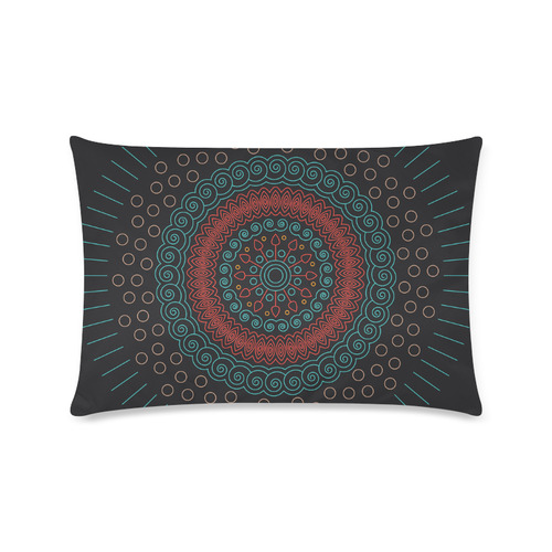 red with green mandala circular Custom Rectangle Pillow Case 16"x24" (one side)