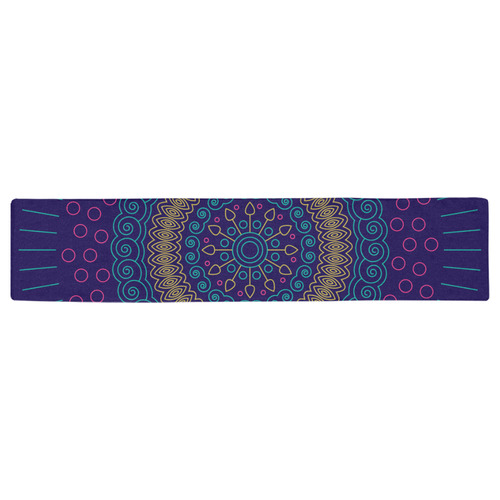 blue mandala circular Table Runner 16x72 inch