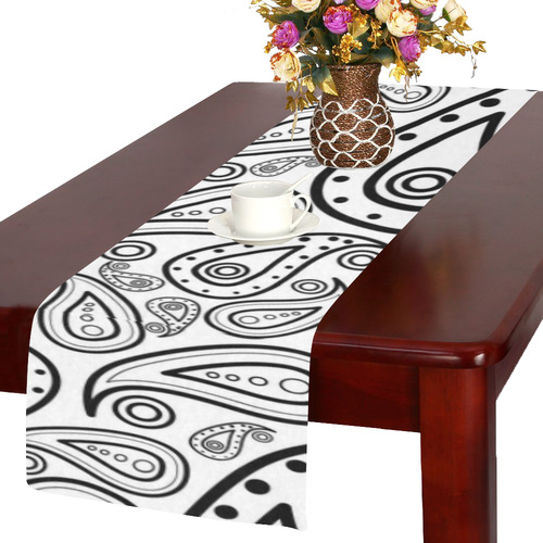 black and white paisley Table Runner 14x72 inch