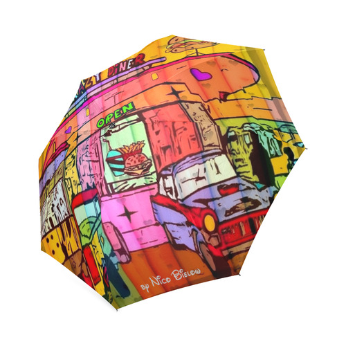 Crazy Diner by Nico Bielow Foldable Umbrella (Model U01)