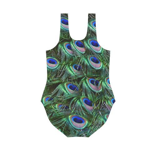 Peacock Feathers Vest One Piece Swimsuit (Model S04)