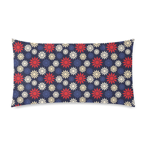 Red Symbolic Camomiles Floral Rectangle Pillow Case 20"x36"(Twin Sides)