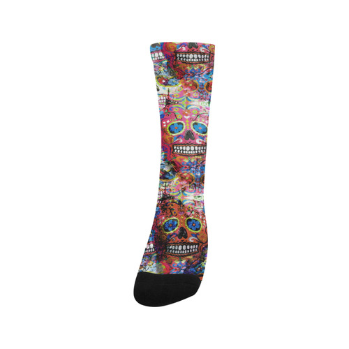 Colorfully Flower Power Skull Grunge Pattern Trouser Socks