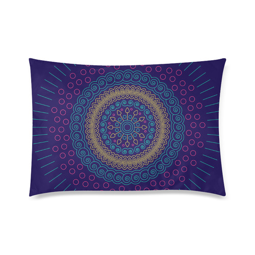 blue mandala circular Custom Zippered Pillow Case 20"x30"(Twin Sides)