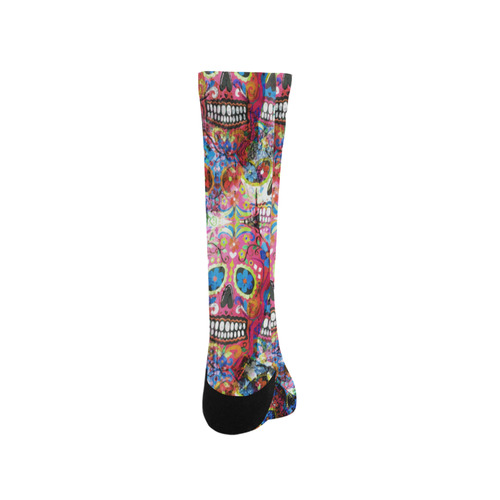 Colorfully Flower Power Skull Grunge Pattern Trouser Socks