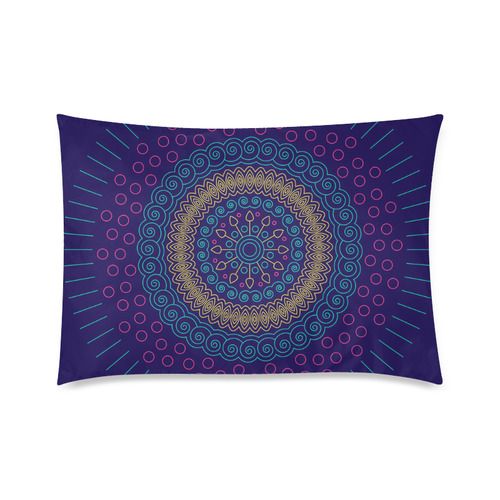 blue mandala circular Custom Zippered Pillow Case 20"x30"(Twin Sides)