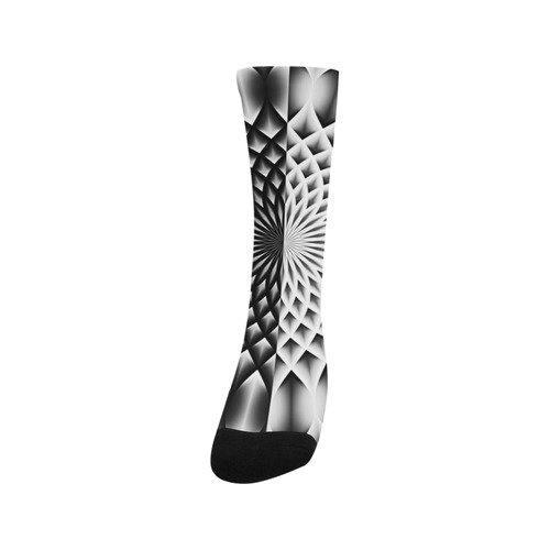 Lotus Flower Mandala Black Grey White Trouser Socks