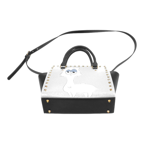 Grumpy Persian Cat Llama Rivet Shoulder Handbag (Model 1645)