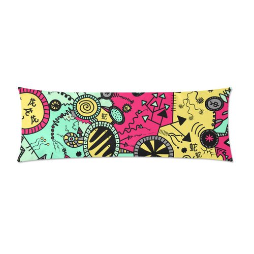 Comic Doodle Illustration in Colour Custom Zippered Pillow Case 21"x60"(Two Sides)