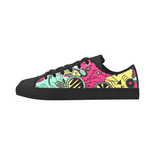 Comic Doodle Illustration in Colour Aquila Microfiber Leather Women's Shoes/Large Size (Model 031)