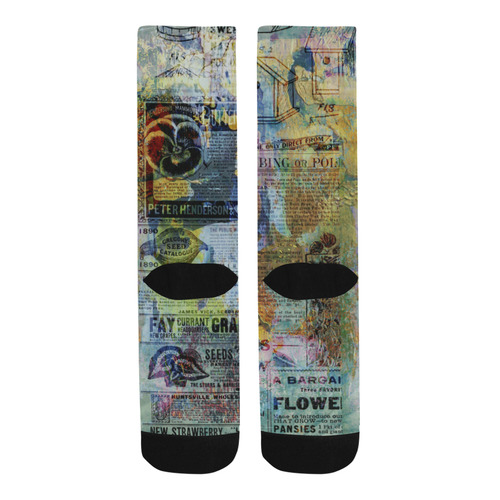 Old Newspaper Colorful Painting Splashes Trouser Socks