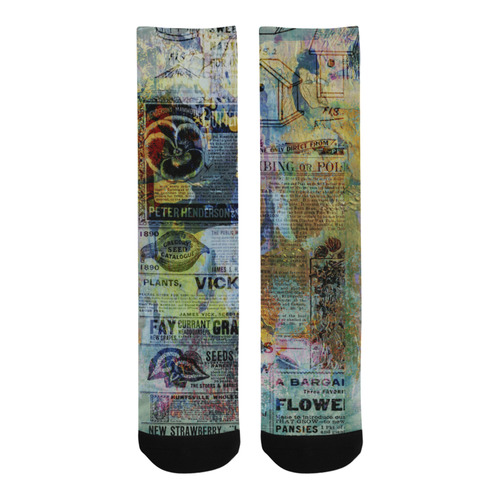 Old Newspaper Colorful Painting Splashes Trouser Socks