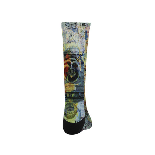 Old Newspaper Colorful Painting Splashes Trouser Socks