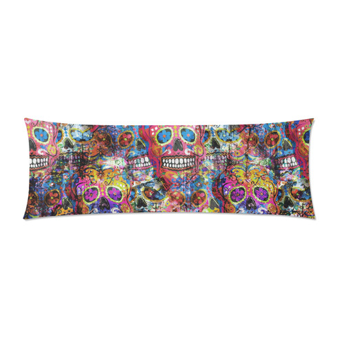 Colorfully Flower Power Skull Grunge Pattern Custom Zippered Pillow Case 21"x60"(Two Sides)