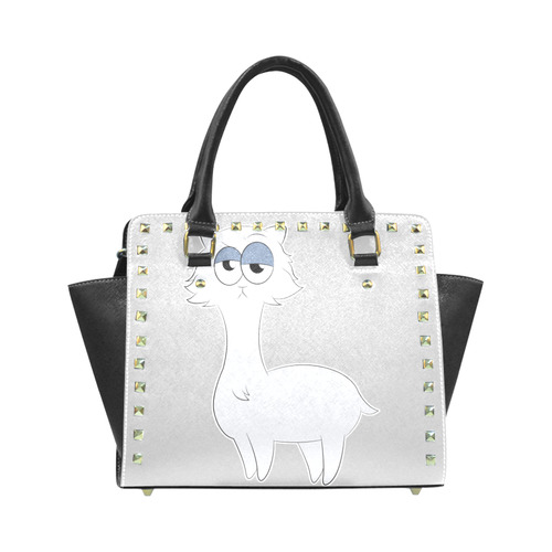 Grumpy Persian Cat Llama Rivet Shoulder Handbag (Model 1645)