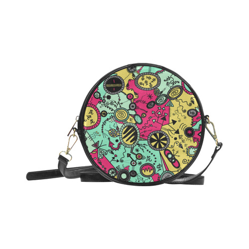 Comic Doodle Illustration in Colour Round Sling Bag (Model 1647)