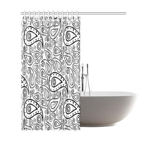 black and white paisley Shower Curtain 69"x72"
