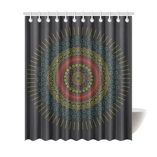 yellow with red mandala circular Shower Curtain 72"x84"