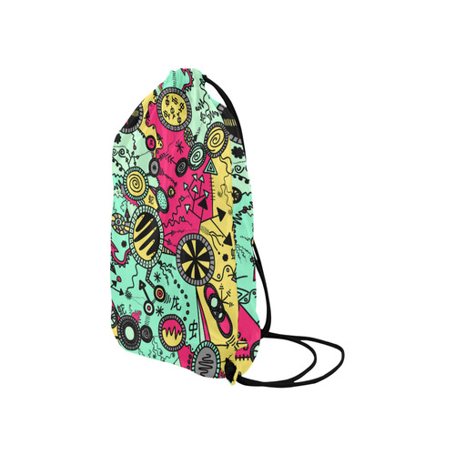 Comic Doodle Illustration in Colour Small Drawstring Bag Model 1604 (Twin Sides) 11"(W) * 17.7"(H)