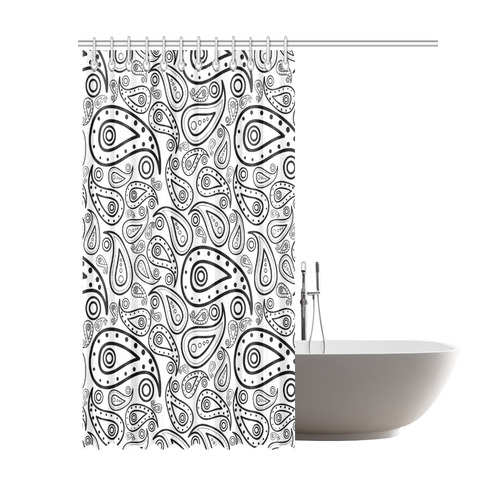 black and white paisley Shower Curtain 69"x84"