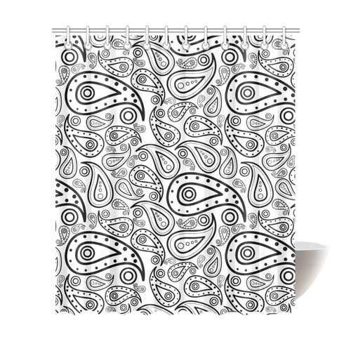 black and white paisley Shower Curtain 72"x84"