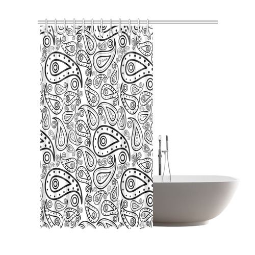 black and white paisley Shower Curtain 72"x84"