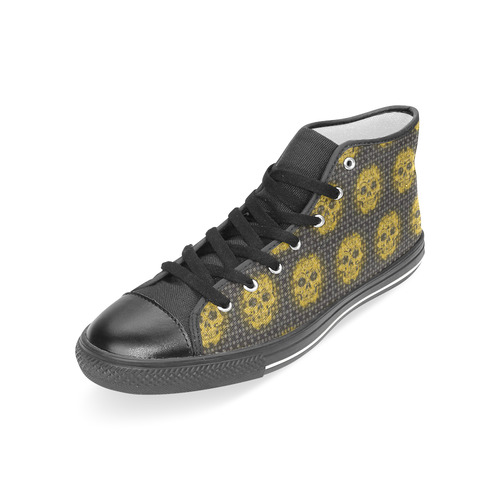 skulls and dotts,golden by JamColors Women's Classic High Top Canvas Shoes (Model 017)