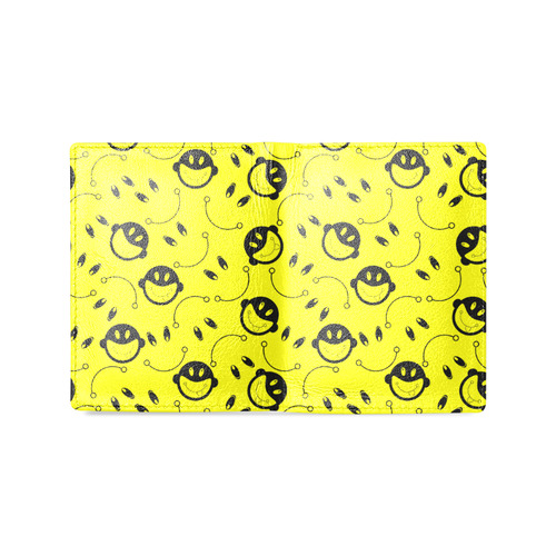 monkey tongue out on yellow Men's Leather Wallet (Model 1612)