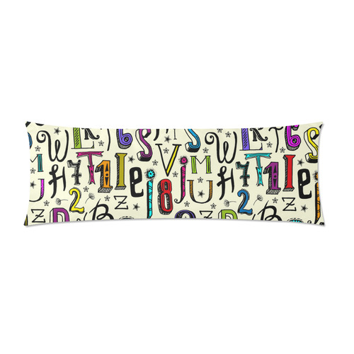 Letters Numbers Stars Typography Pattern Colored Custom Zippered Pillow Case 21"x60"(Two Sides)