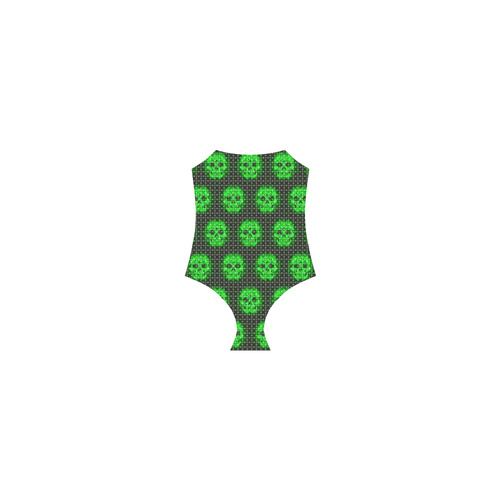 skulls and dotts, green by JamColors Strap Swimsuit ( Model S05)