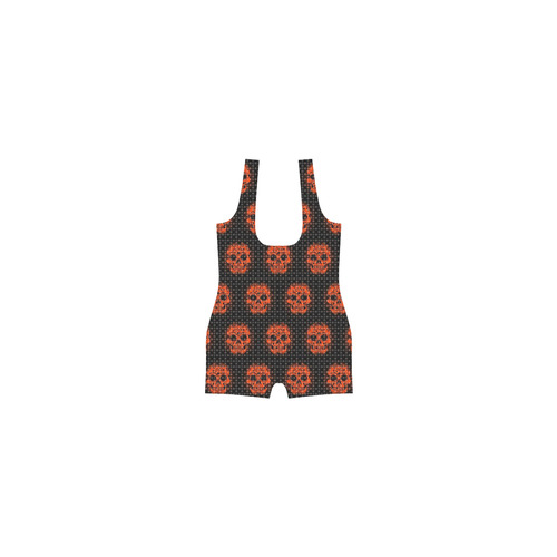 skulls and dotts, orange by JamColors Classic One Piece Swimwear (Model S03)