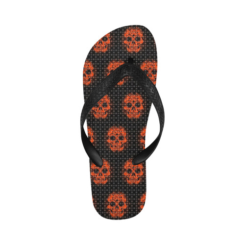 skulls and dotts, orange by JamColors Flip Flops for Men/Women (Model 040)