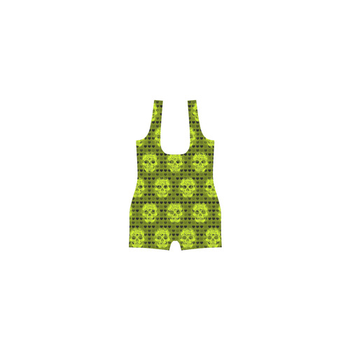 skulls and hearts,yellow by JamColors Classic One Piece Swimwear (Model S03)
