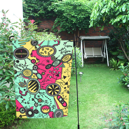 Comic Doodle Illustration in Colour Garden Flag 12‘’x18‘’（Without Flagpole）