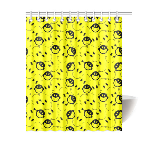 monkey tongue out on yellow Shower Curtain 60"x72"